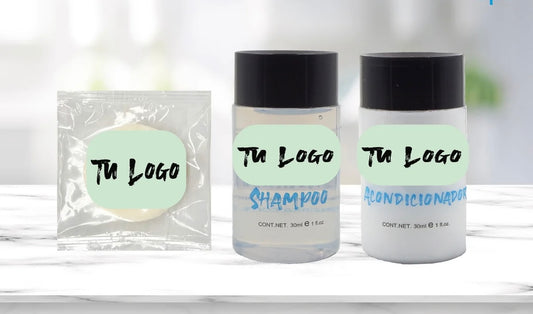 Kit Jabón, Shampoo y Acondicionador 30ml PERSONALIZADO – Caja 300 pzas.