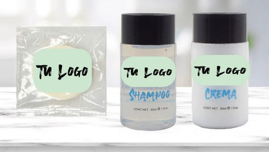 Kit Jabón, Shampoo y Crema PERSONALIZADOS 30ml – Caja 300 pzas. Línea ECO