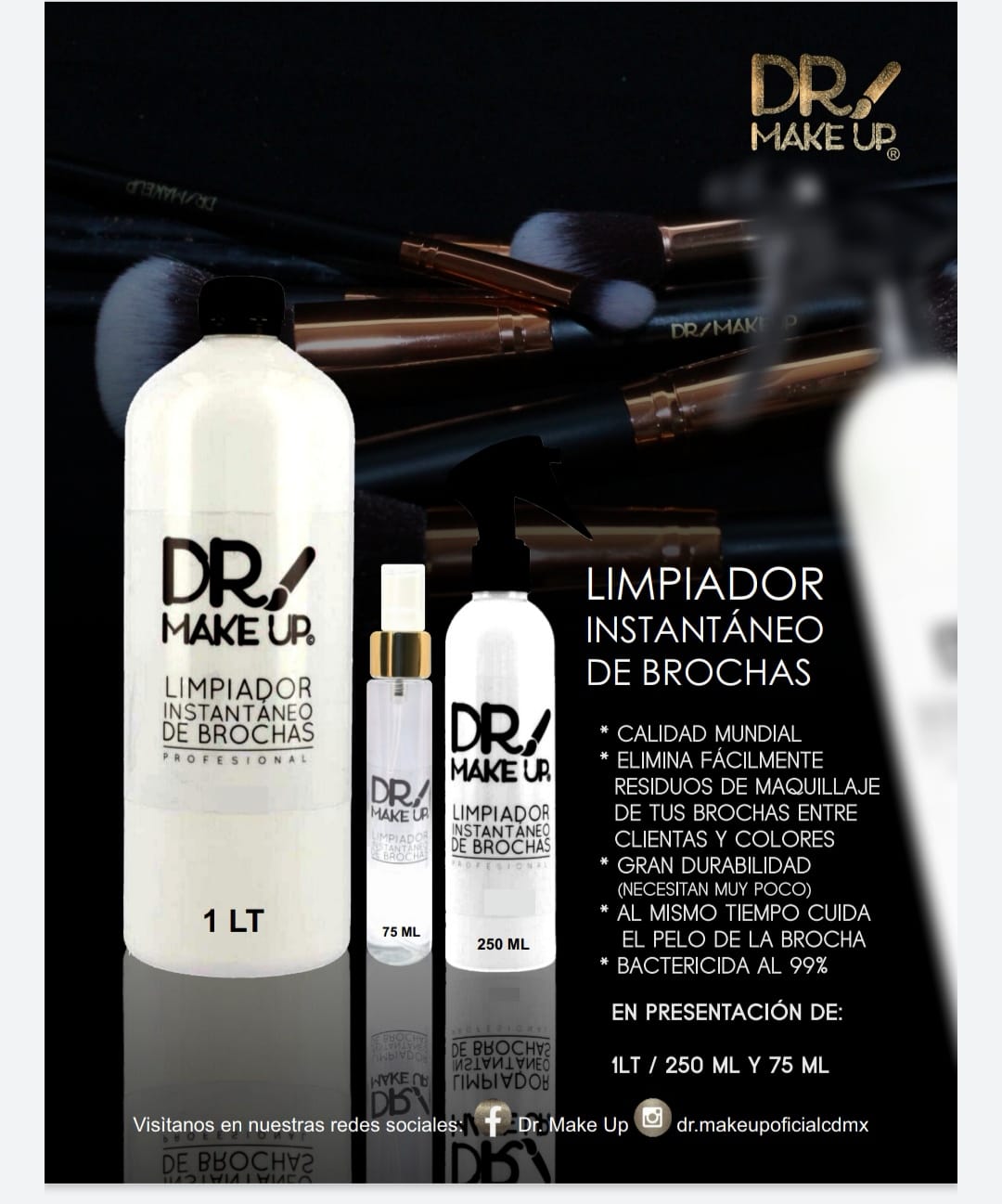 LIMPIADOR INSTANTANEO DE BROCHAS 125 ML - DR MAKEUP